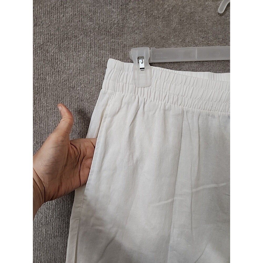 Old Navy Linen Blend Wide Leg Pants Womens L White Pull On Beach Vacation NEW - Picture 5 of 12